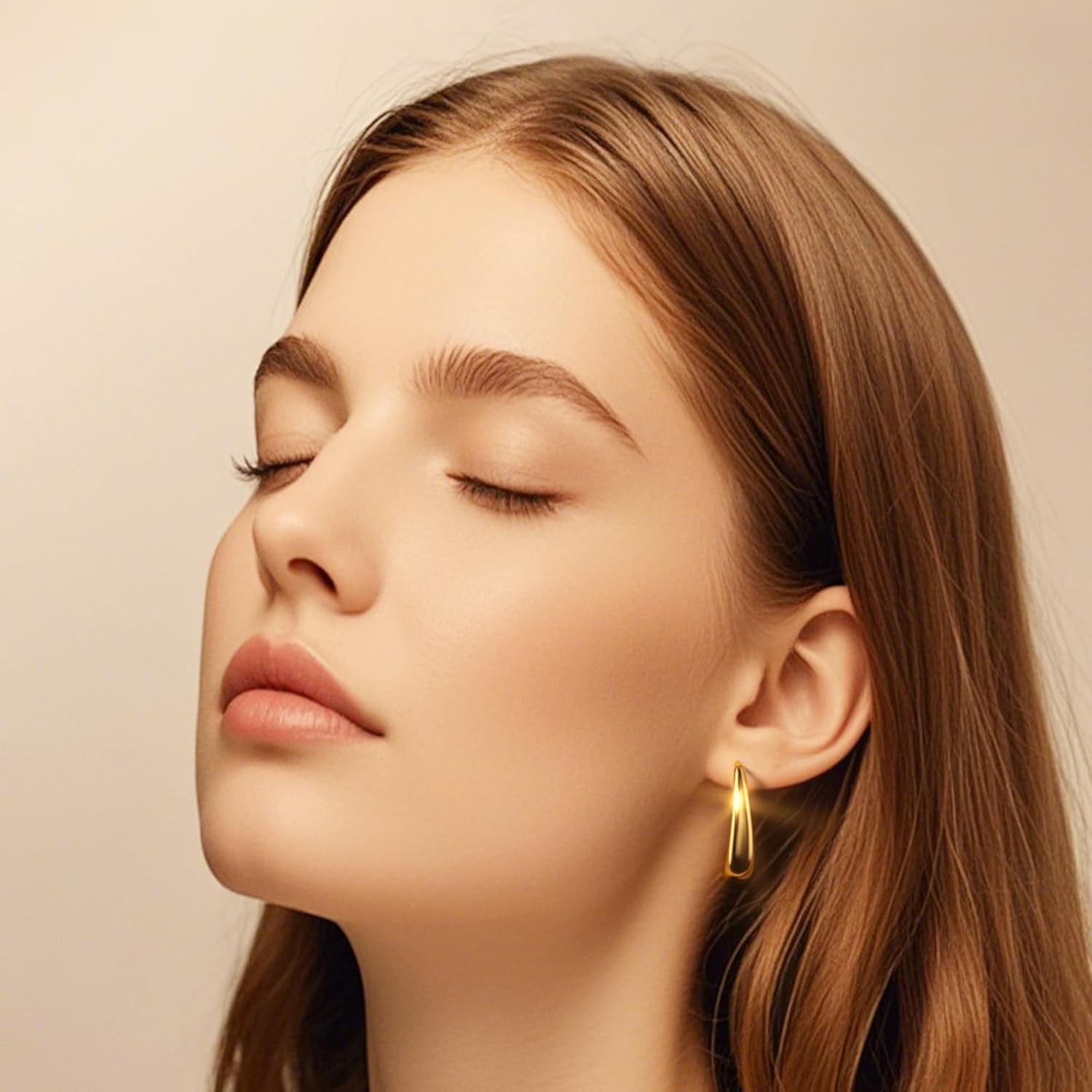 18K Gold Plated Post Earrings Set for Women Lightweight Thick Small Trendy Hoop Drop Hypoallergenic Jewelry Mother Day's Gift. - Image 6