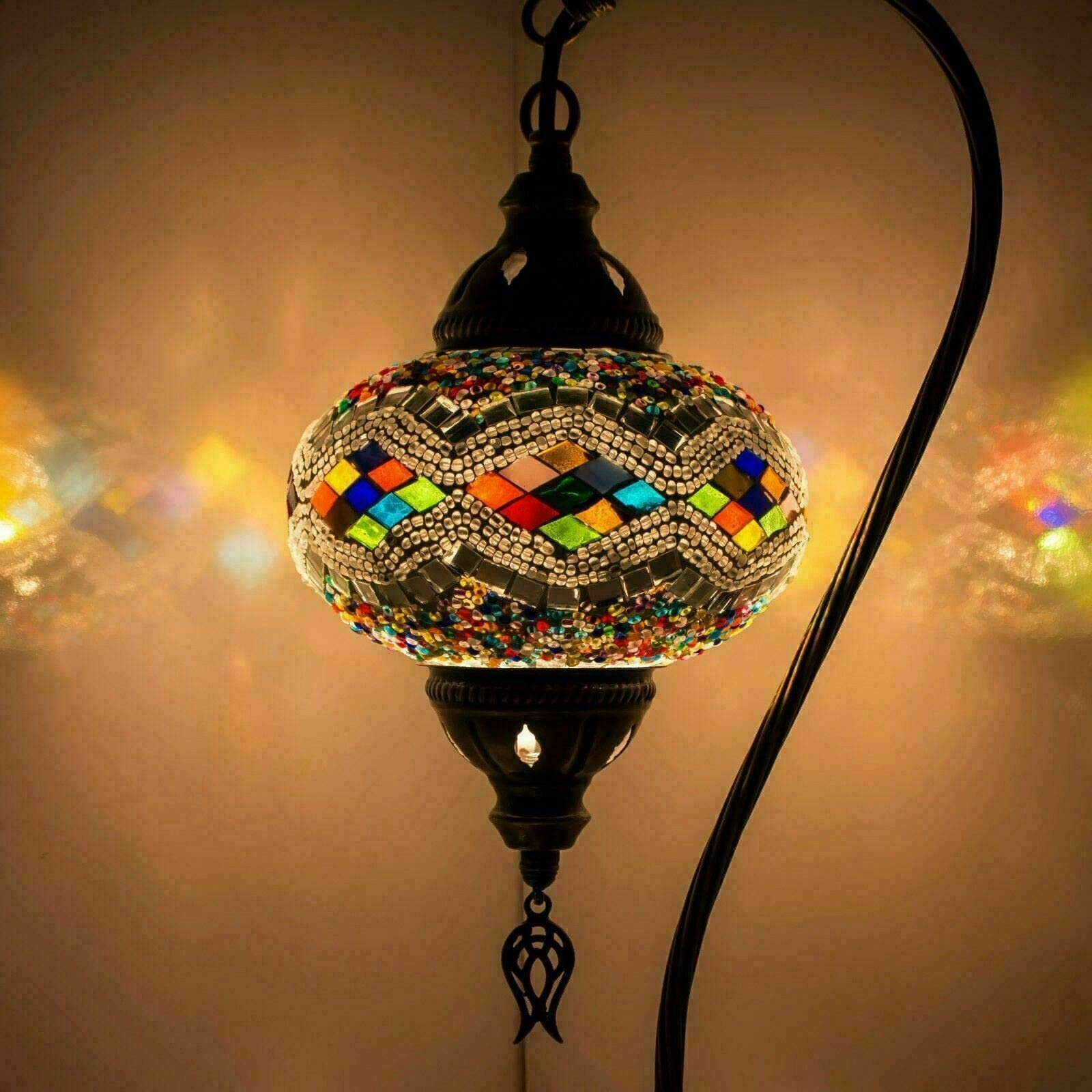 Enva 3014 (20 Variations) Turkish Moroccan Mosaic Lamp Light - Turkish Lamp - Handmade Mosaic Swan Neck Table Desk Bedside Lamp- Free Led Bulb (3014)