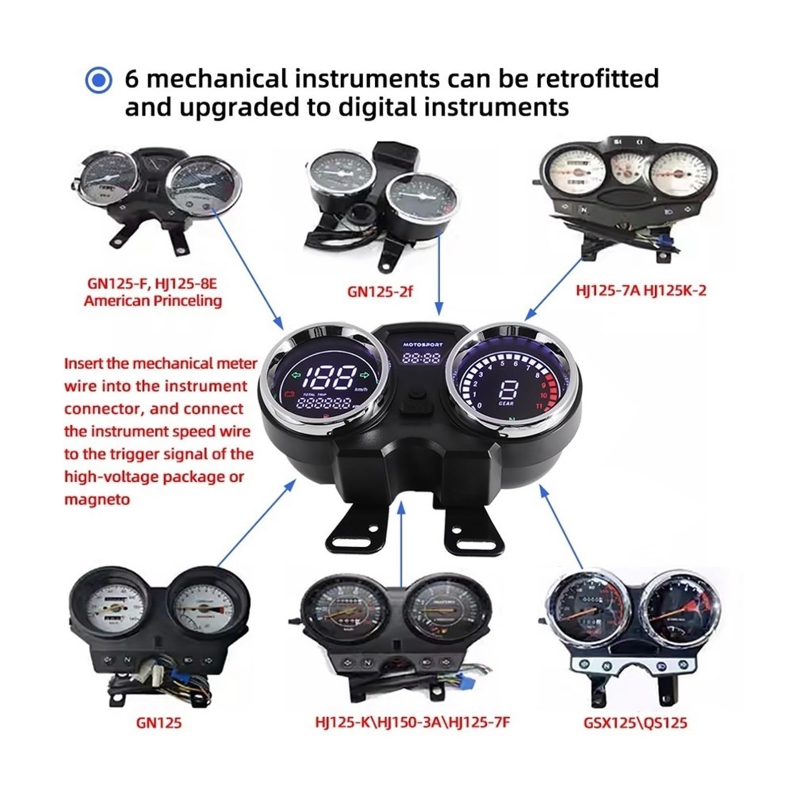 Tablero de moto Para motocicleta 150Gato 250c, velocímetro, conjunto de instrumentos digitales, pantalla electrónica, accesorios modificación del tablero