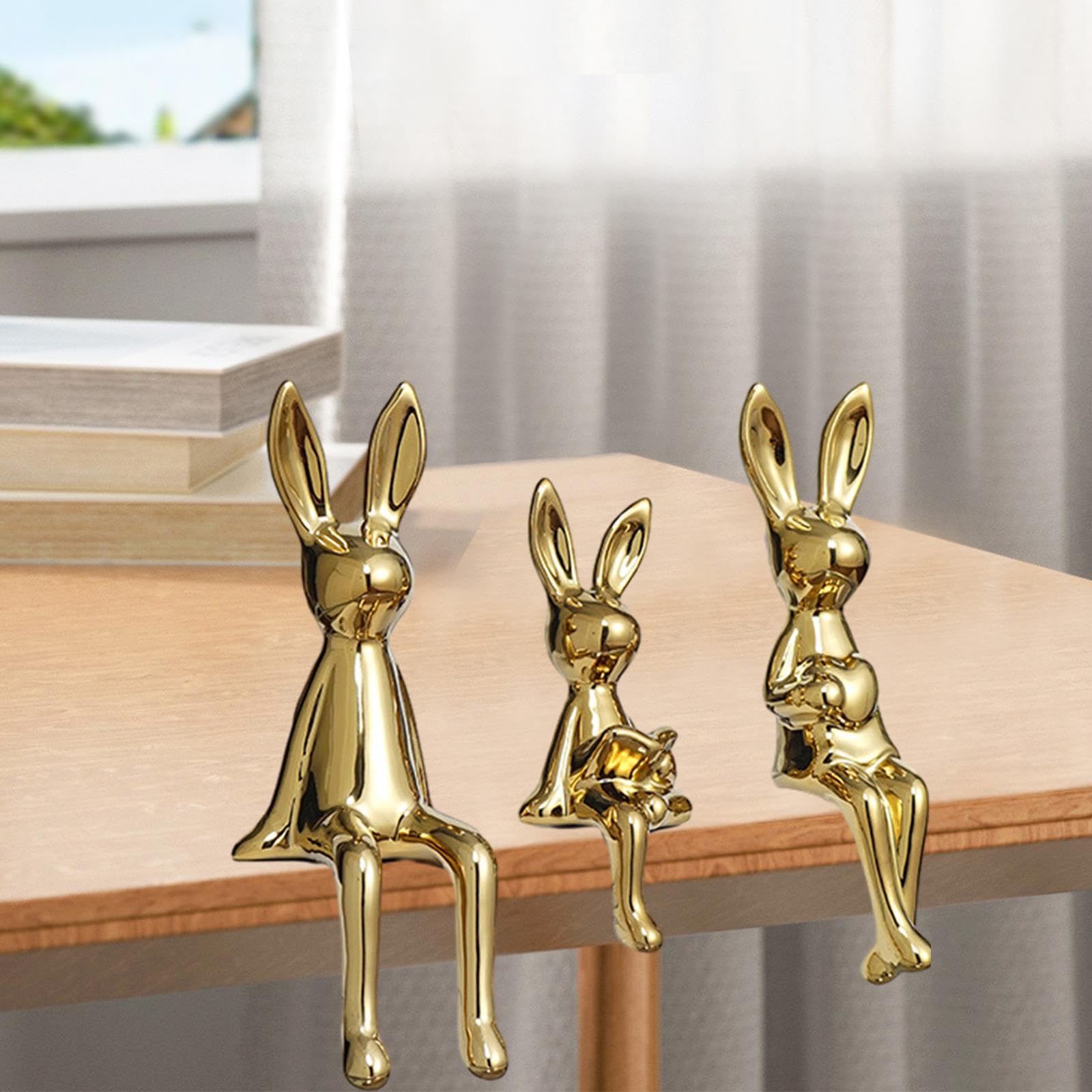 Amazon.com: 3-Piece Gold Bunny Figurine Set, Electroplated Ceramic