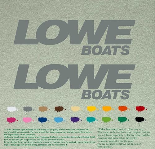 Lowe Boats - Juego de 2 calcomanías de vinilo compatibles con botes fuera de borda (18 pulgadas, gris 071)