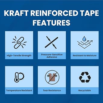 3'' x 450 Feet Reinforced Water Activated Gummed Kraft Paper Tape, for Heavy Duty Secure Packing Shipping, Tamper Evident Gummed Tape, White - 1 Roll