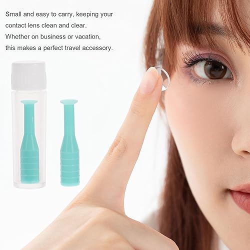 Miniatura 3 de Juego de herramientas de silicona para quitar e insertar lentes de contacto de silicona, con estuche para viajes y uso doméstico (verde)