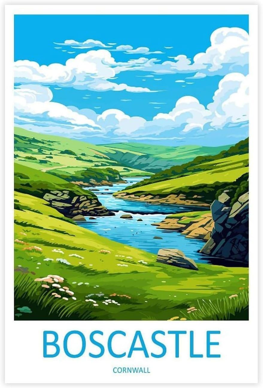 QOGDAF Boscastle Travel Canvas Poster Wall Art Decor Print Picture