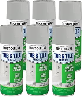 Rust-Oleum 385291-6PK Specialty Tub & Tile Spray Paint, 12 oz, Gloss Coastal Fog, 6 Pack