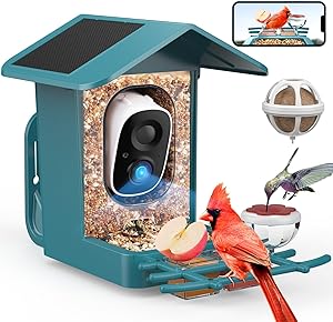 PeckCam® Bird Feeder with Camera Solar Powered, AI Identify & Auto Capture, 2K HD Live Video Smart Bird Feeder Camera Instant Notifications in Backyard, Gift for Bird Lovers asin的图片