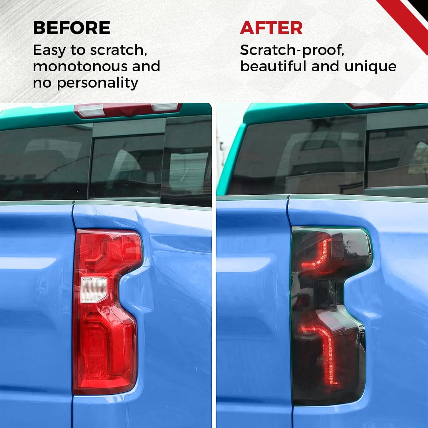 Taillight Protector Covers Compatible with Chevrolet Silverado 2019-2025, Gen 4 ABS Smoked Black Tail Light Protective Bezels, Custom-Fit Rear Taillight Shell Accessories (2PCS)