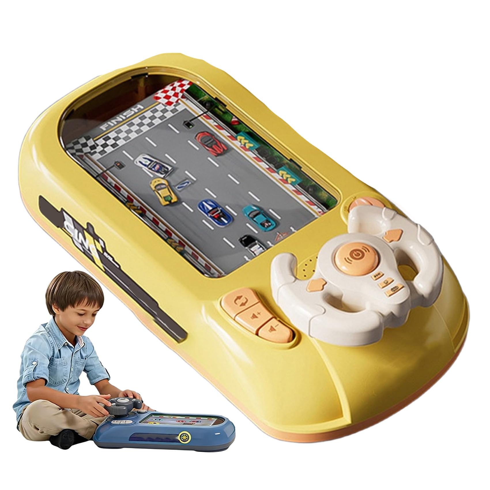 Turbo Race Interactive Game Set With 200 Challenges 2026 New Driving Steering Wheel Toy Adventure Racing Game Box For Children Obstacle Avoidance Desktop Car Racing Games