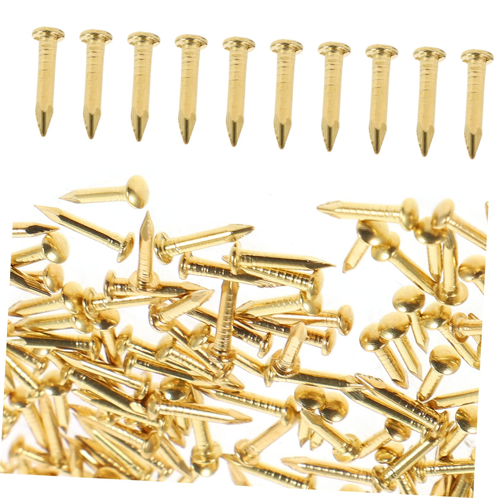 CIYODO 8mm Brass Nails DIY Decorative Hardware Tacks Furniture Nails for Craft Projects (Brass)