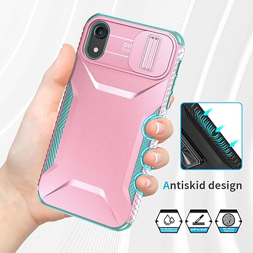 Miniatura 4 de Funda para iPhone XR con funda para cámara deslizante, de grado militar, antideslizante, resistente, a prueba de golpes, funda protectora para Apple