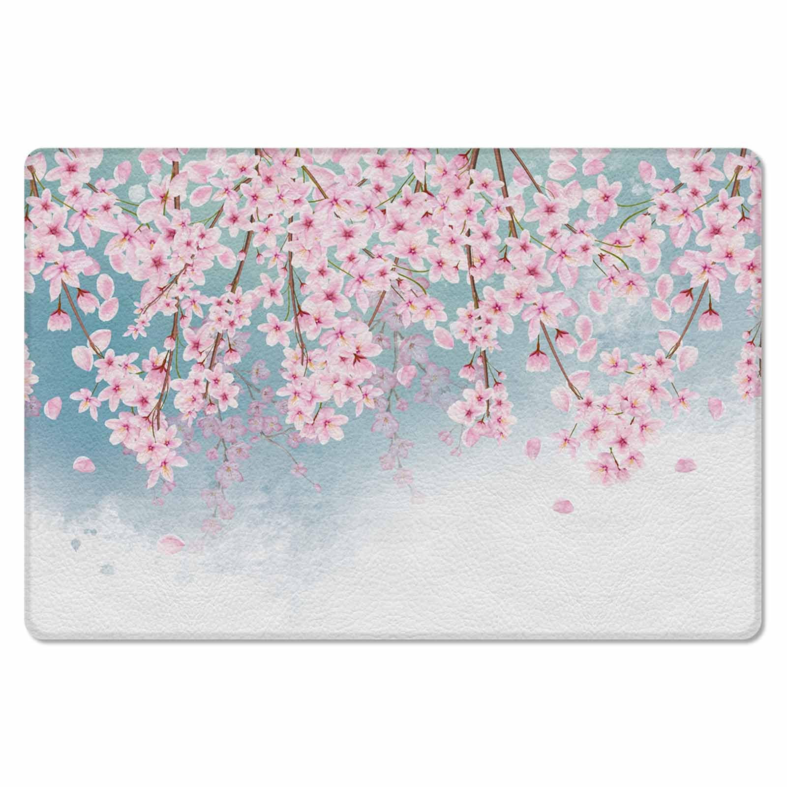 Peach Blossom Antifatigue Kitchen Bath Door Mat Cushioned Runner Rug,Washable Welcome Floor Sink Mat,Waterproof & Non-Slip Standing Doormat for Kitchen,Gradient Watercolor Spring Pink Flower 20