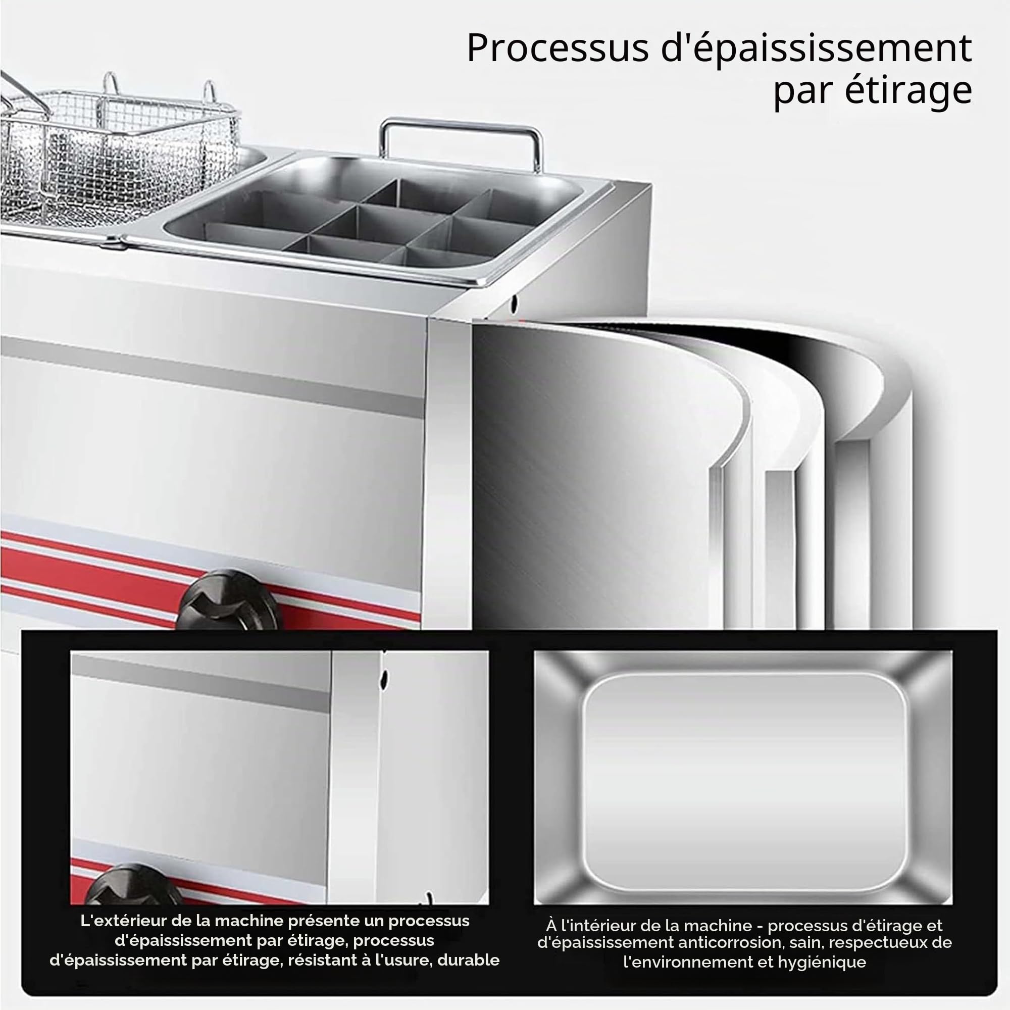 10L/20L/30L Professionnelle Friteuse à Gaz, Deep Fryer Friteuse à Gaz En Acier Inoxydable, Avec Paniers Et Couvercles, Pour Frites Beignets Poisson,Doublecylinder10L+10L