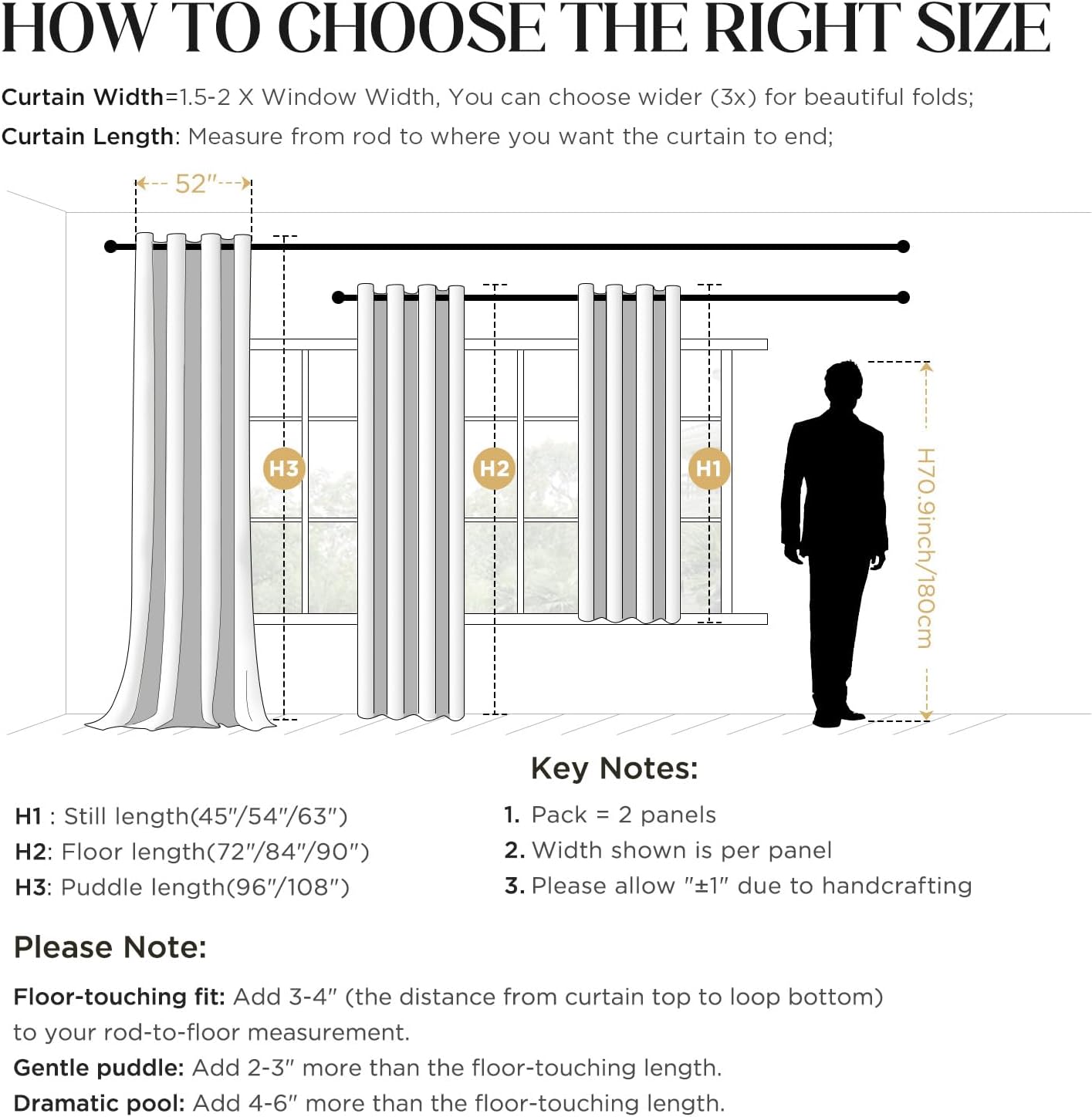 CUCRAF Blackout Curtains 96 Inches Length 2 Panels Set, Rod Pocket and Back Tab Window Curtain, Thermal Insulated Darkening Drapes for Bedroom Living Room (W52 x L96 Inch,Dark Grey)