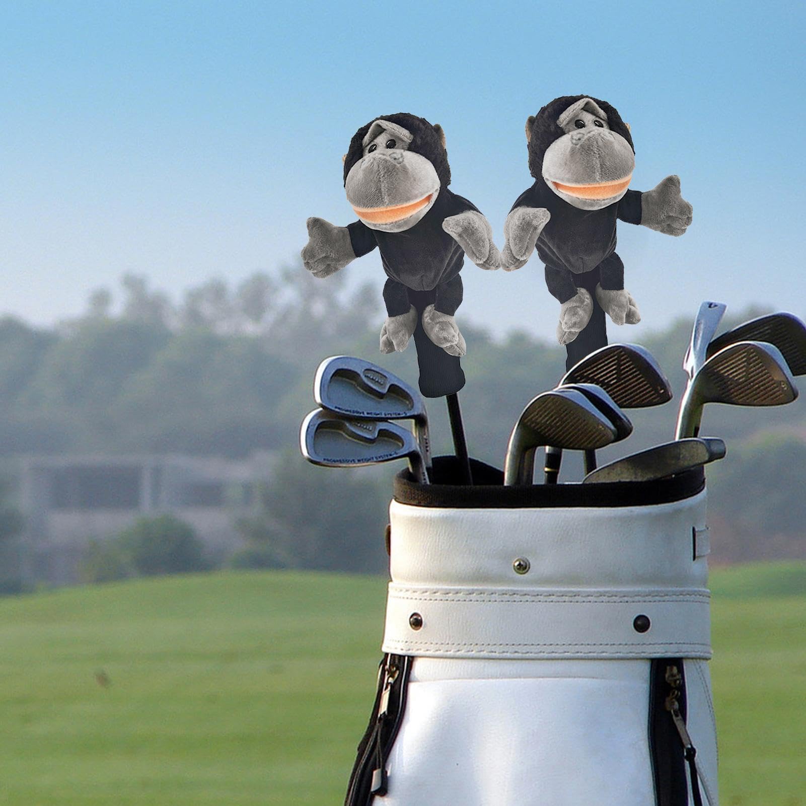 Fundas divertidas para palos de golf, fundas para palos de golf, divertidos animales de peluche, cubierta de cabeza, cubierta de diseño de animales, protector de palos suaves, accesorio de golf