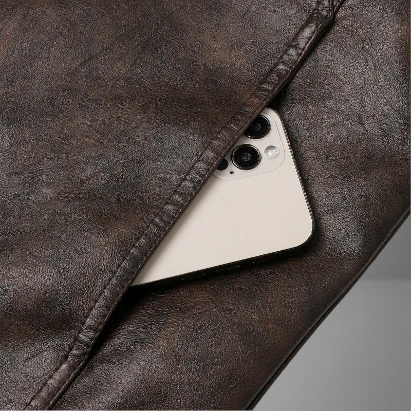 Chaqueta biker para hombre de cuero sintético miniatura 4