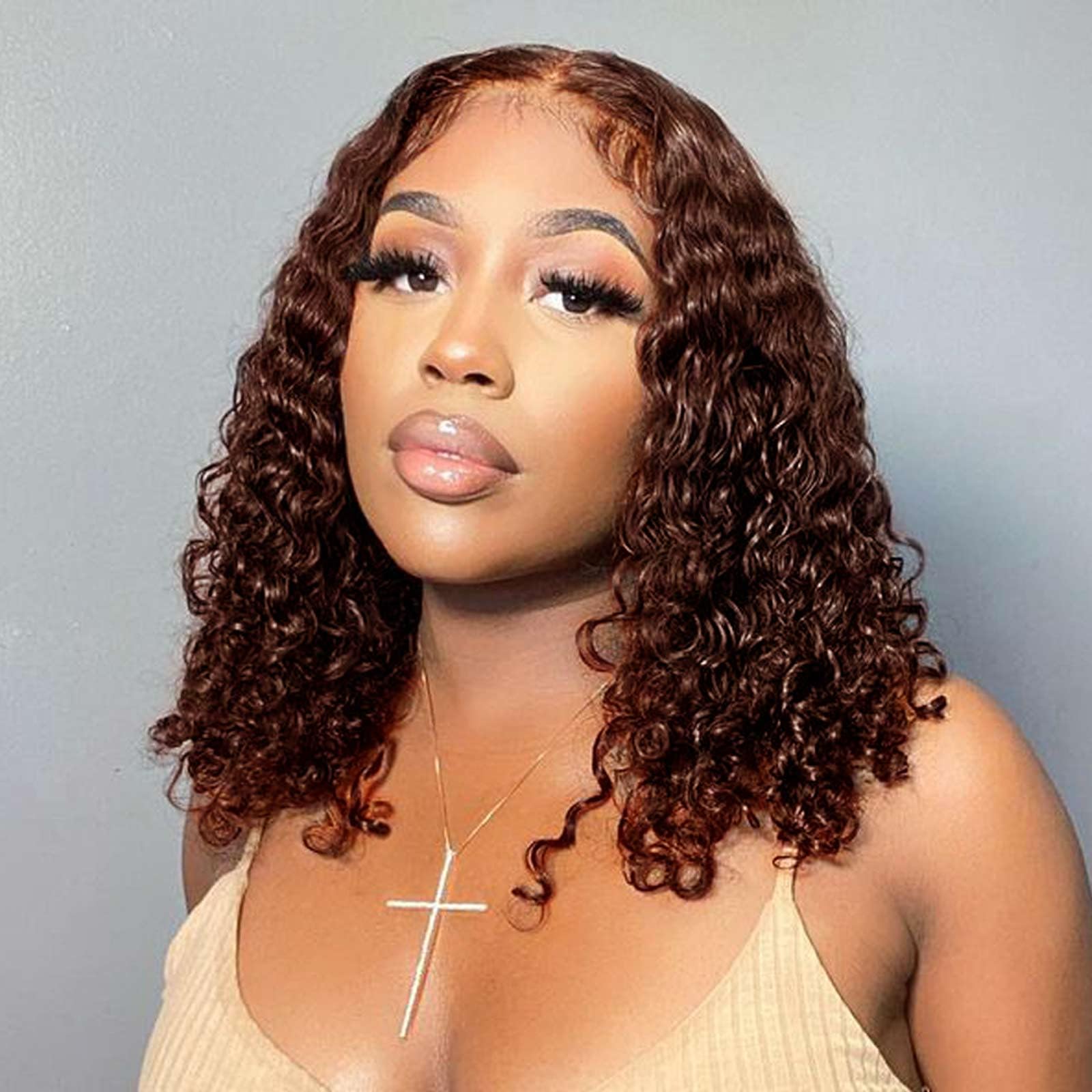 omswet Curly BOB Wig Human Hair 200 Density 5x5 HD Lace Closure Deep Wave Wigs for Black Women Glueless Wear and Go Pre Plucked Deep Wave Wet and Wavy