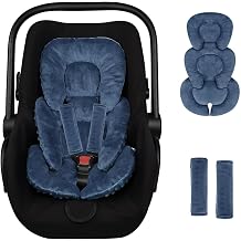 Infant Car Seat Insert Head and Body Support, GFU Reversible Newborn Insert for Carseat with Strap Pads, Soft Stroller Cushion Pillow Insert for Boys and Girls, Fits for Stroller, Swing, Blue