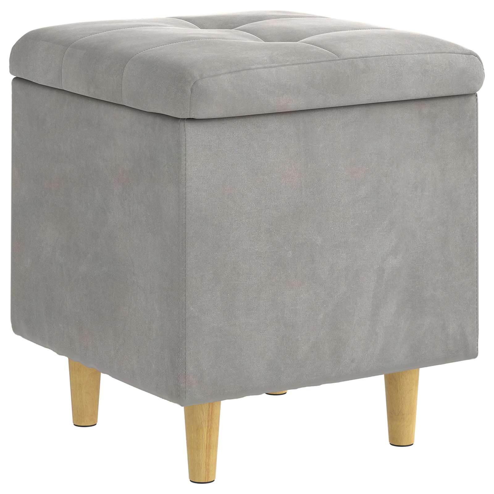 Ottoman con Almacenamiento Gris Claro 40 x 40 x 45 cm