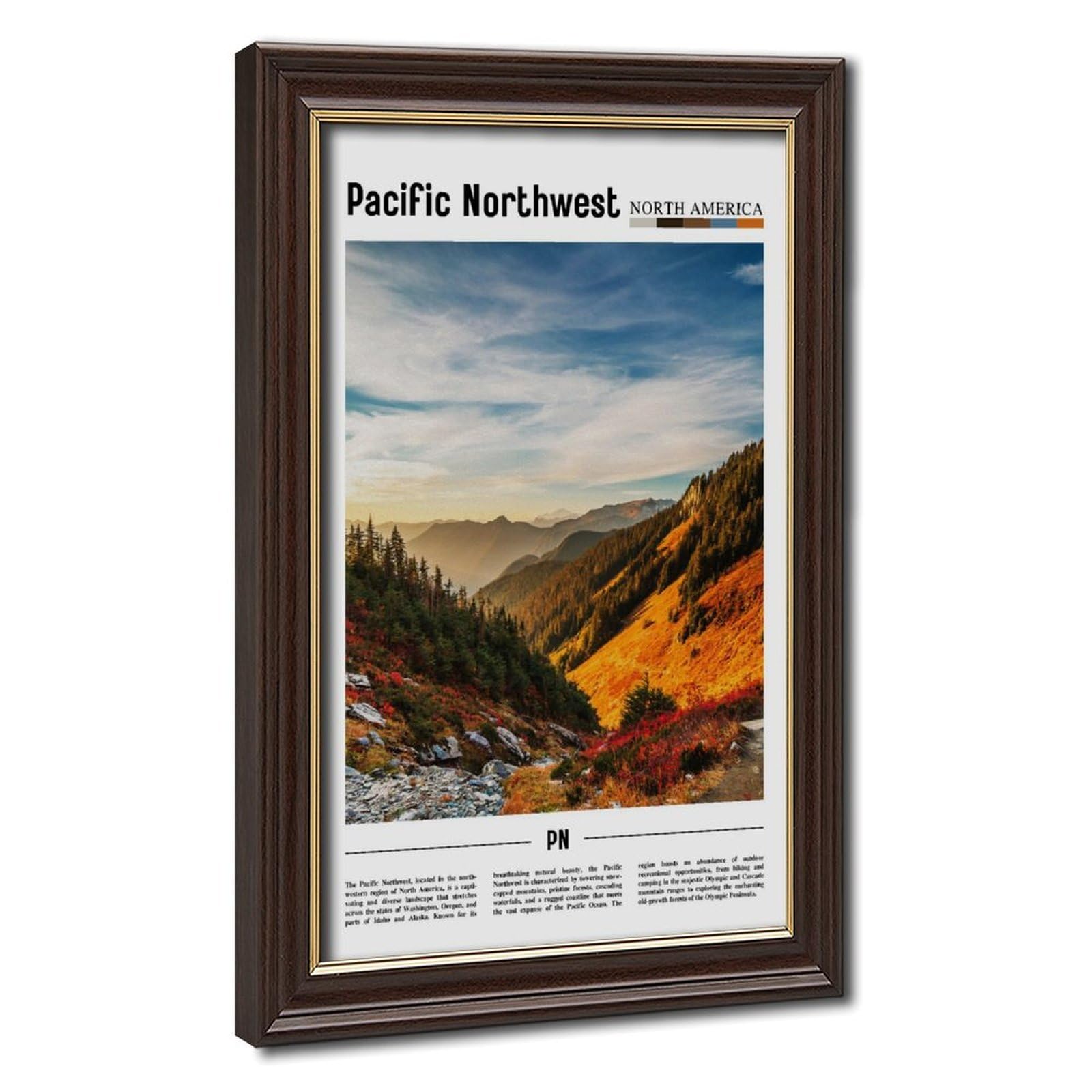 Wcyb Mokume Gane Frame Pacific Northwest South America Scenery Travel Posters Prints Canvas Deco Paintings Wall Art Hangable Frame 12" L X 18" W