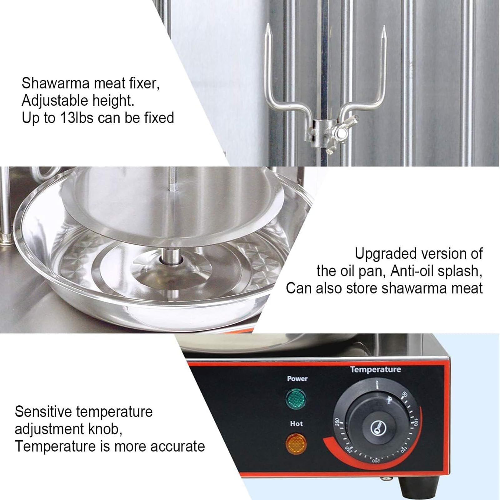 Grill Machine, Elettrico Doner Kebab Macchina Griglie Rotanti Polli da Carne Verticali Pastor Grill Machine, per Arrosto di Pollo, Arrosto di Tacchino, Tacos, Arrosto, Manzo,220V