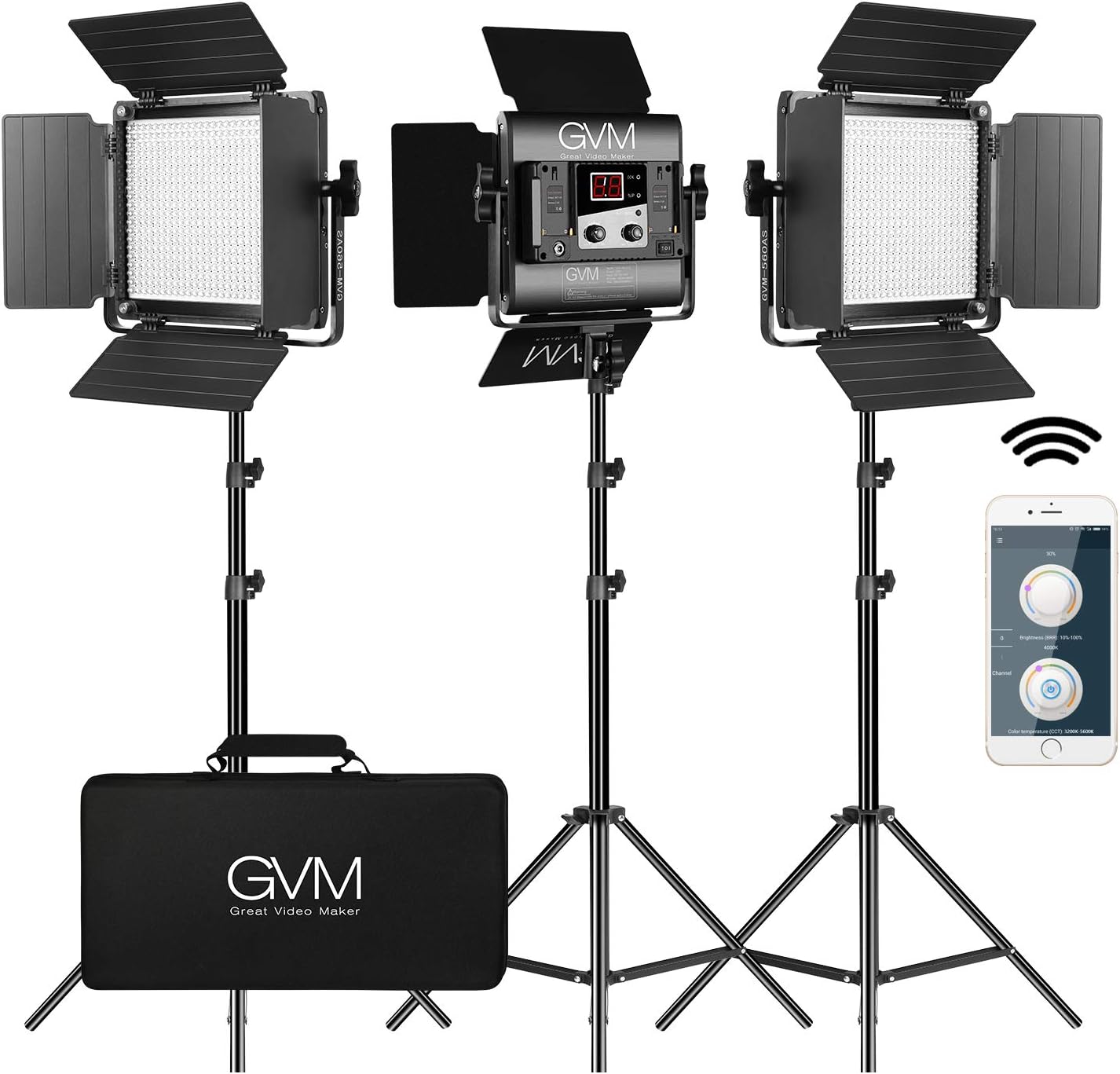 GVM 560 LED Video Light, 3 Packs Photography Lighting with APP Intelligent Control System, Studio Lighting for YouTube Outdoor, Video Lighting Panel Kit, 2300K-6800K, CRI 97+