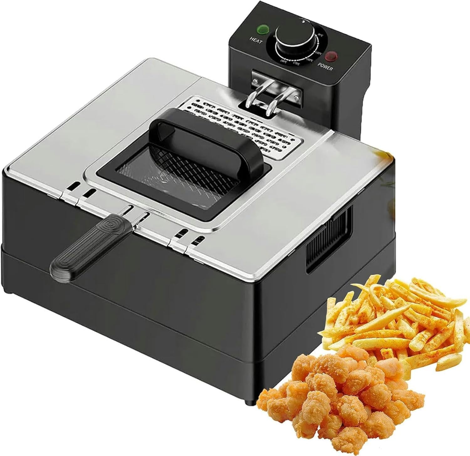 Stainless Steel Wok, Commercial Wok With Adjustable Temperature Of 60-200 ℃, Electric Wok With Detachable Frying Basket And Display Window, Suitable For Home Kitchen~/