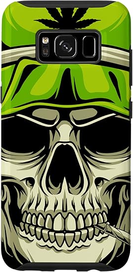 Amazon Galaxy S8 帽子をかぶったスカルイラスト 大麻の葉っぱの雑草 Thc Cbd スマホケース 家電 カメラ オンライン通販