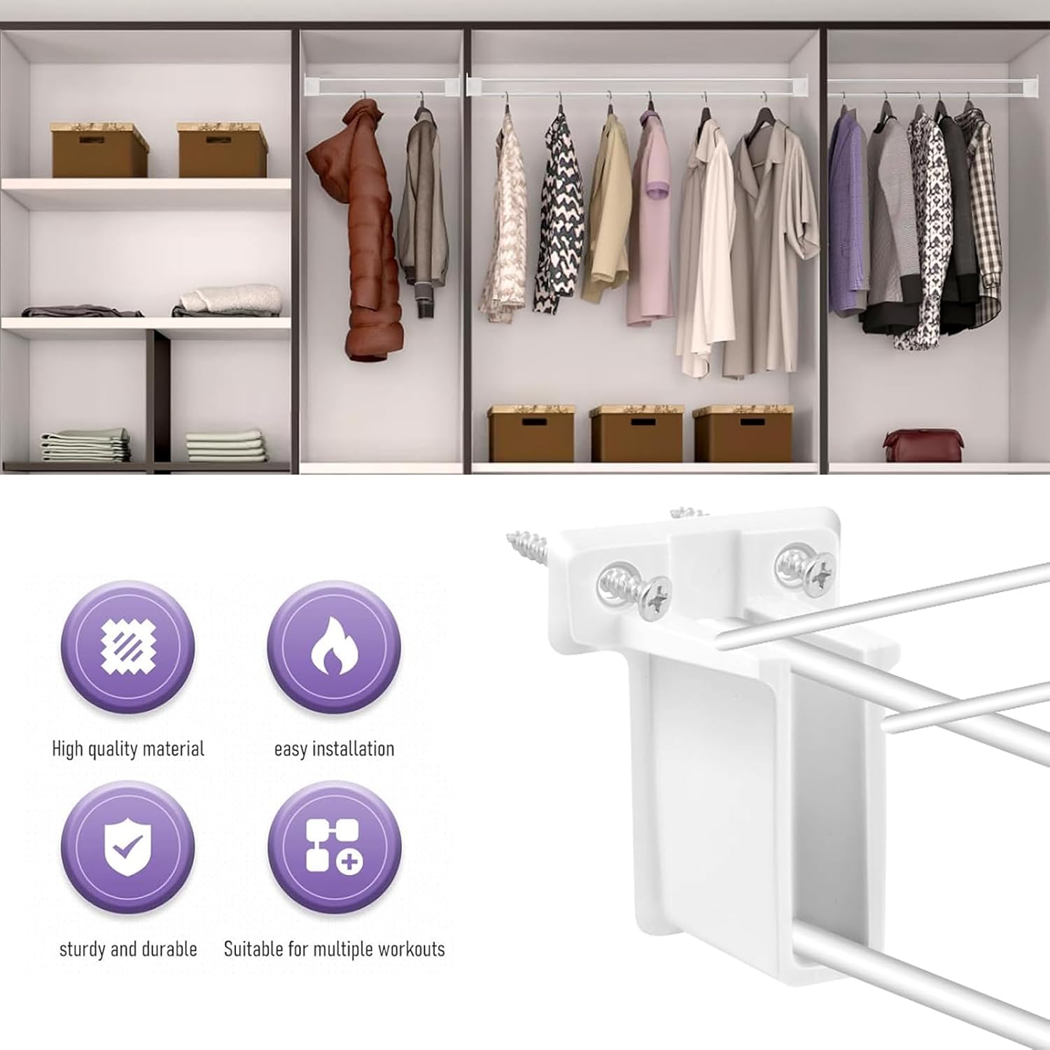 8 Pack Wire Shelf End Brackets,Heavy Duty White Plastic Closet Shelves Brackets Wall Mount Brackets Wire Shelf Corner Support Wall Bracket with Anchors and Screws