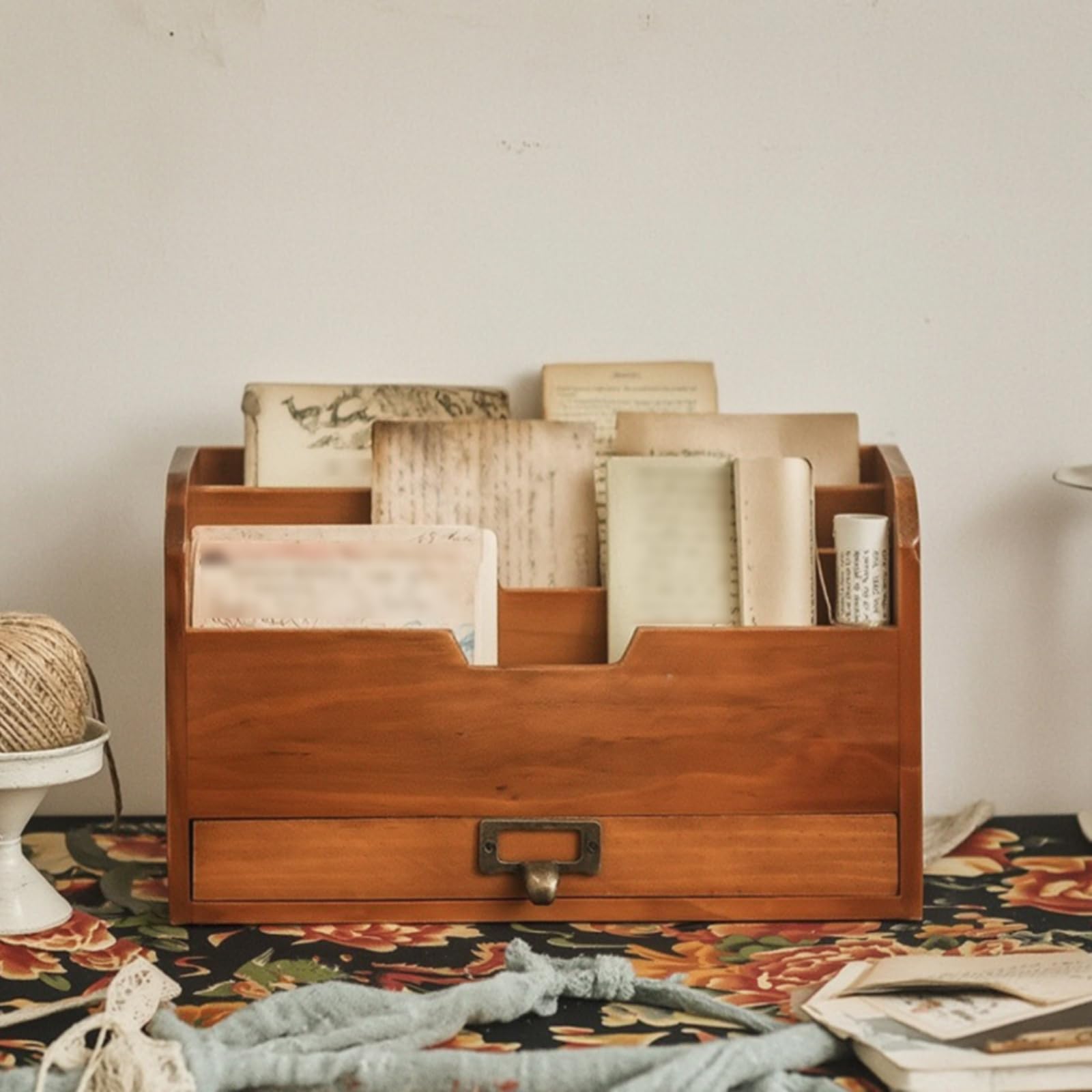 predolo Organizer da Scrivania con Cassetti Vintage Organizer in Legno con Cassetti Retrò Schedario da Scrivania per Ufficio