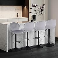 Vista 61 de Juego de 2 taburetes de bar modernos, taburetes de bar giratorios de altura ajustable de terciopelo, sillas de encimera de isla de cocina sin brazos