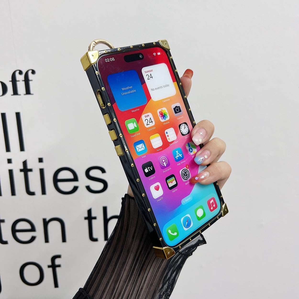 Compatible with iPhone 13/14 Case Leather Rectangle,Protective Luxury Designer Case for Women Girls,with Wrist Strap Kickstand Holder Cute Phone Cover for iPhone 14/13-6.1”(Brown) - Image 3