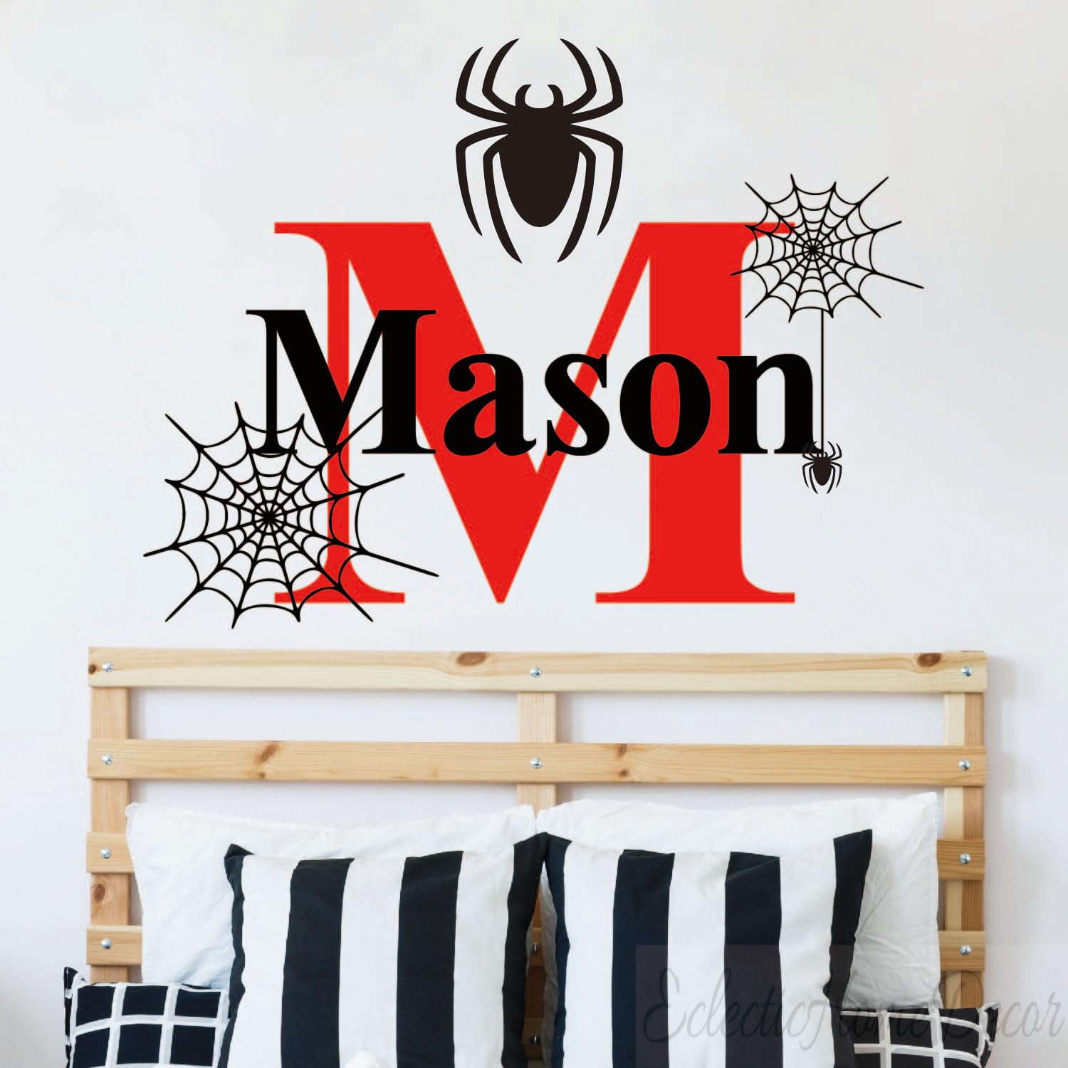 Personalized Name Wall Decal/Custom Name with Spider Sticker/Personalized Boy Name Decal/Nursery Kids Boys Name Decal/BoyRoom Wall Sticker