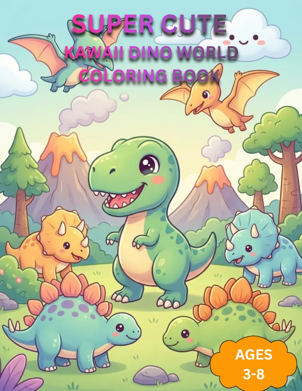 Kawaii Dino World: A Super Cute Dinosaur Coloring Book for Kids Ages 3–8 with Adorable Baby Dinosaurs, Fun Adventures, and Easy Coloring Pages