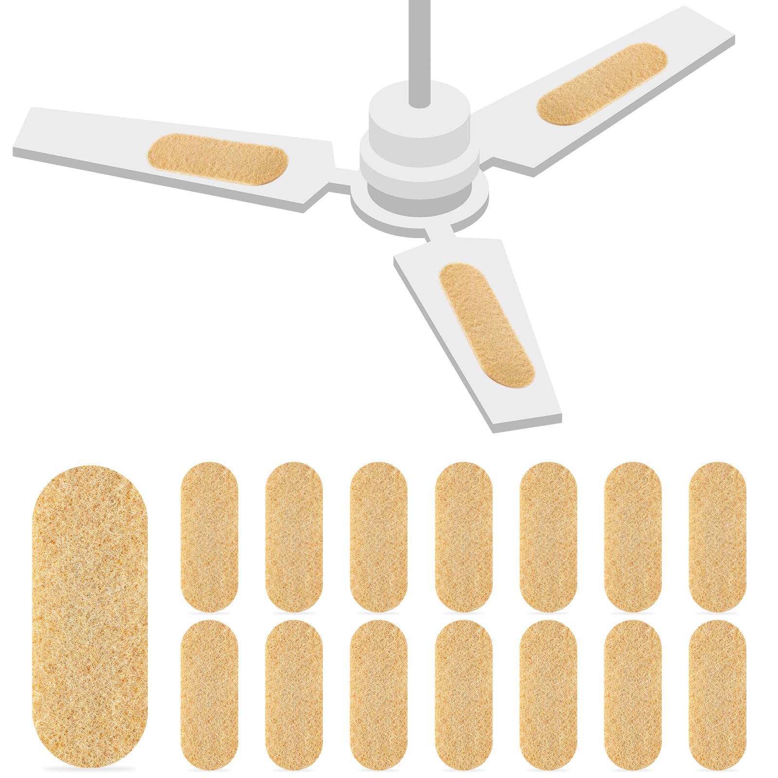 Tuanse 15 Pack Ceiling Fan Filters for Blades, Activated Coconut Activated Zeolite Ceiling Fan Air Filter, Stick Air Filter Purifiers for Common Household Contaminants (Beige)