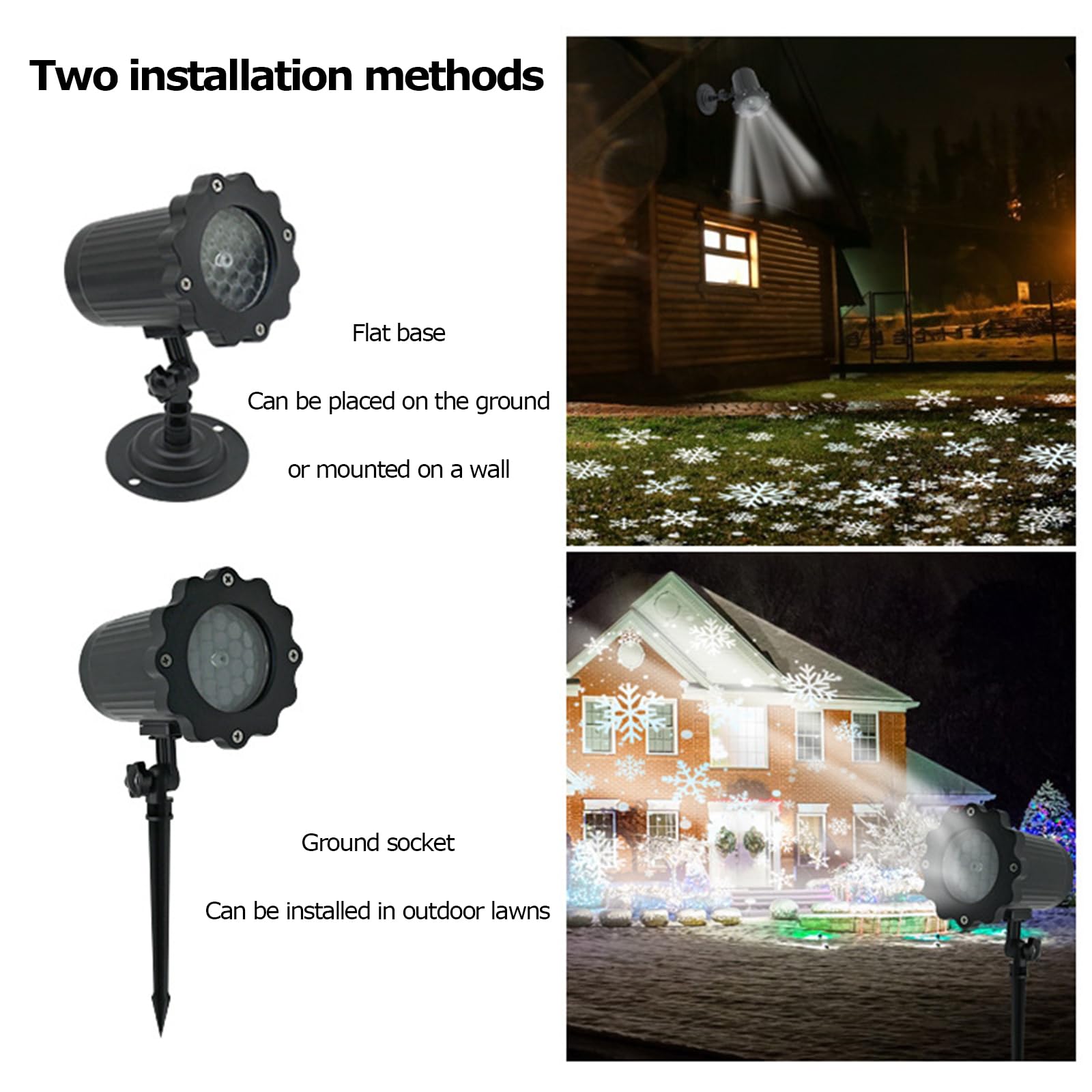 Projecteurs de Noël pour L'extérieur, Lampe de Projection Led de Chute de Neige, Projecteur de Tempête de Neige Monté Sur Mur Extérieur, Rotation À 180° pour Noël, Fêtes de Mariage Intérieures Et