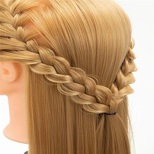 Miniatura 5 de Hairginkgo 2628 pulgadas, cabeza de maniquí para estilizar cabello de fibra sintética y gorra