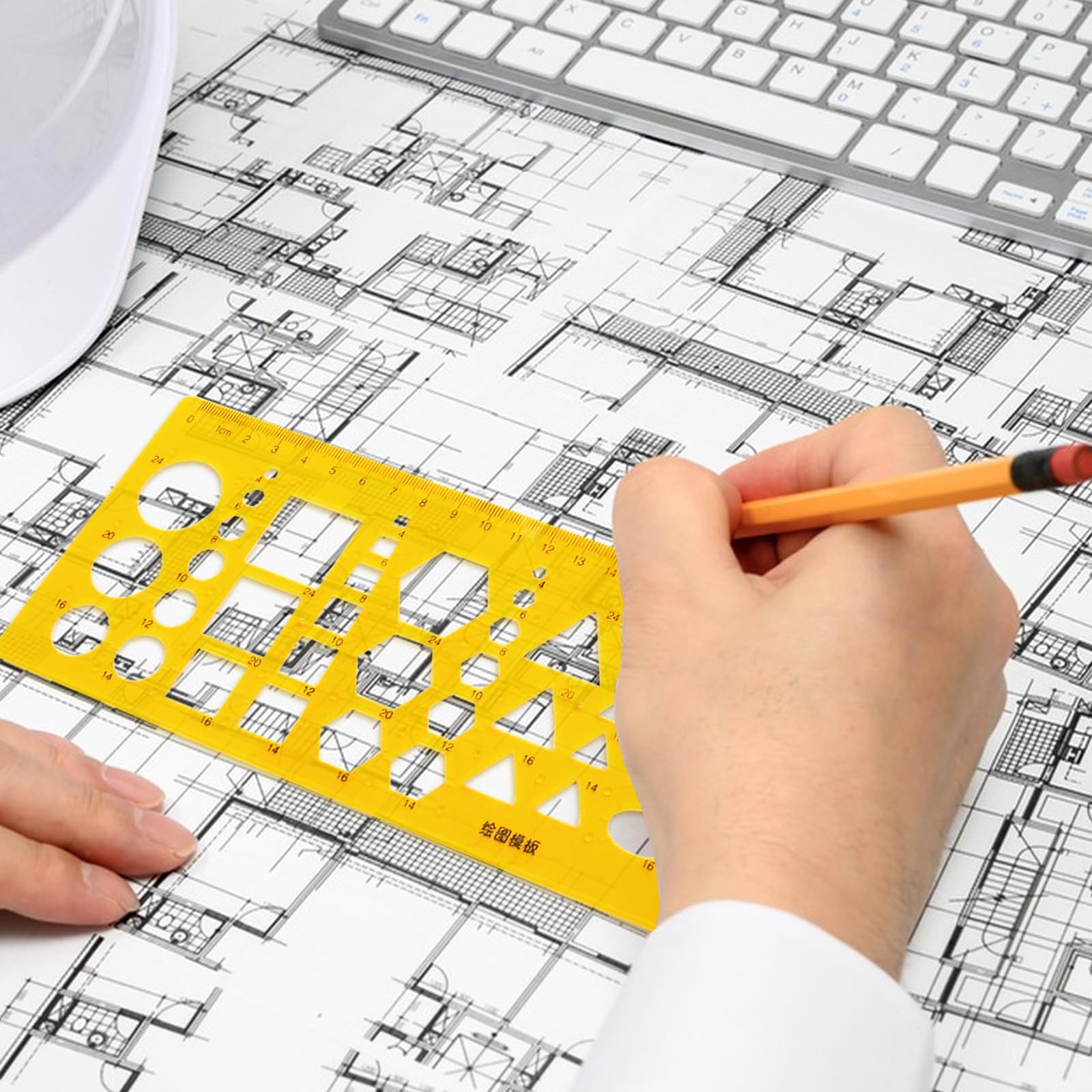 Modelli di Misura in Plastica, 6 Pezzi Disegno Righelli, Cerchio Modelli di Geometrico, Modelli di Disegno Tecnico, Strumento di Stampo Disegno, Stencil Geometrico per Disegno Scuola Ufficio