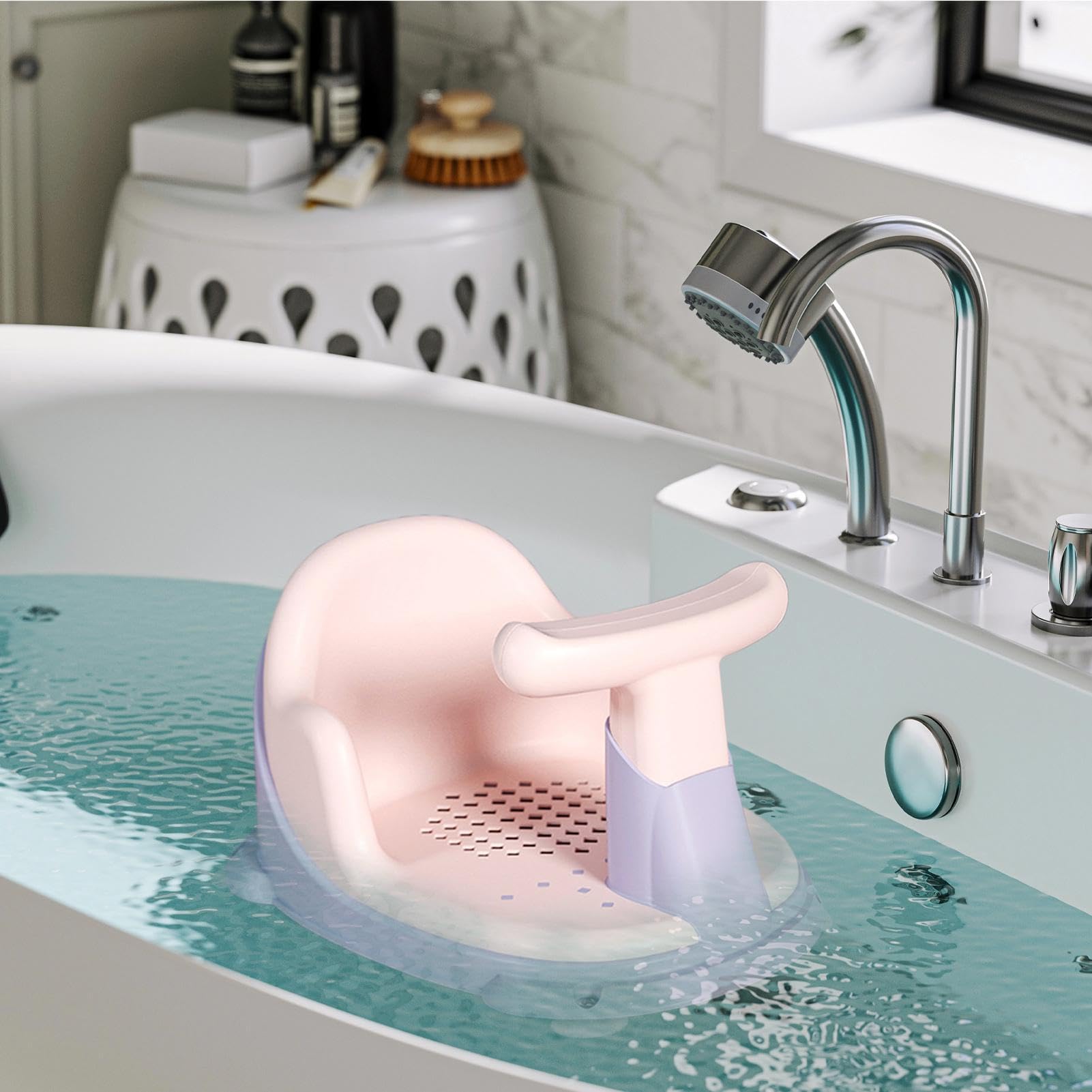 Sedile Per Doccia Con Ventose - Seggiolone Vasca Da Bagno 6 A 18, Supporto Il Dei Bambini | Ausilio Sit-Up Antiscivolo Vasche Schienale Alto Sicuro L'igiene Del Gioco Infantile