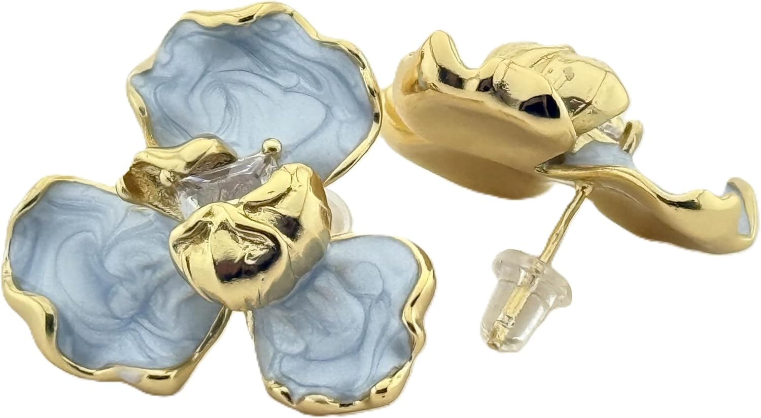 Colorful Enamel Small Flower Earrings.Elegant Floral Stud Earrings, Gold-Tone with Burgundy Enamel and Crystal Center,Gemstone Gold Earrings,Crystal Gem Drop Hypoallergenic Earrings.Thanksgiving gifts for family members - Image 8