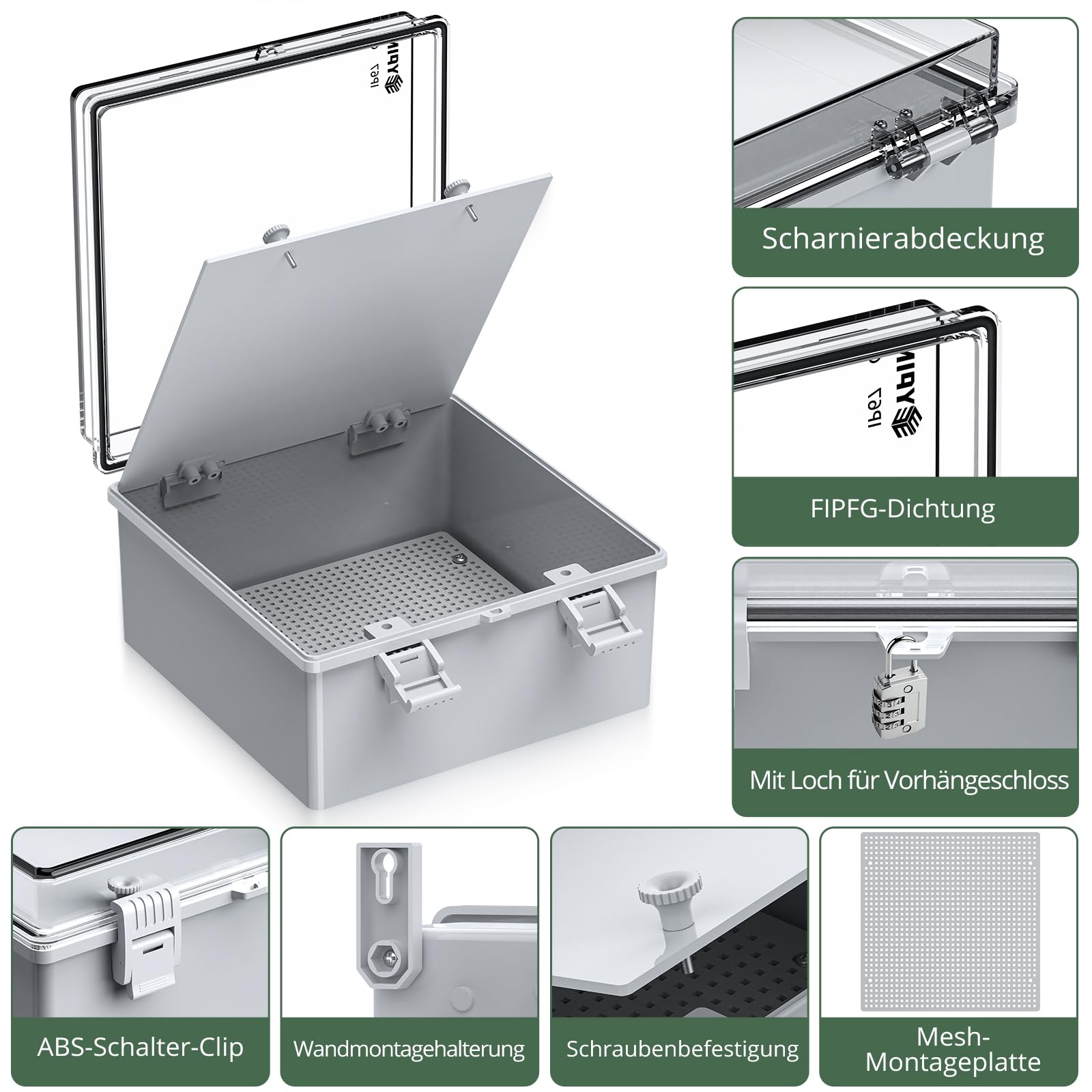 EYPINS Wasserdichter Verteilerkasten IP67 Schaltschrank 30x30x17cm/Sichttür