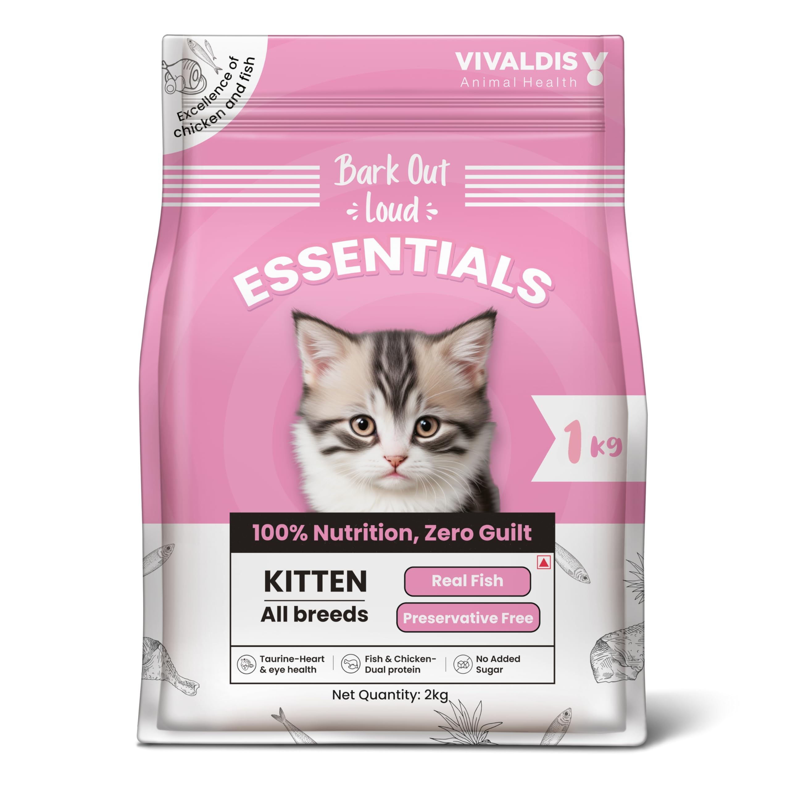 Essentials by Bark Out Loud,Vivaldis - Dry Kitten Food, Tailored Nutrition for Kittens, Fish & Chicken Kibbles with Added Taurine (1Kg) (B0D845Y41Y) Amazon Price History, Amazon Price Tracker
