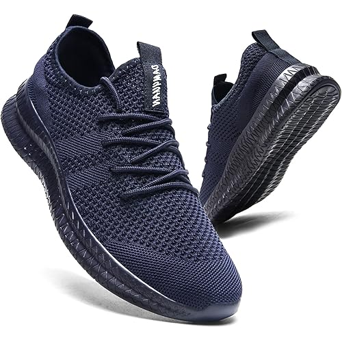 LANGFEUU Mens Walking Shoes Non Slip Tennis Shoes Lightweight Breathable Mesh Casual Workout Gym Sneakers