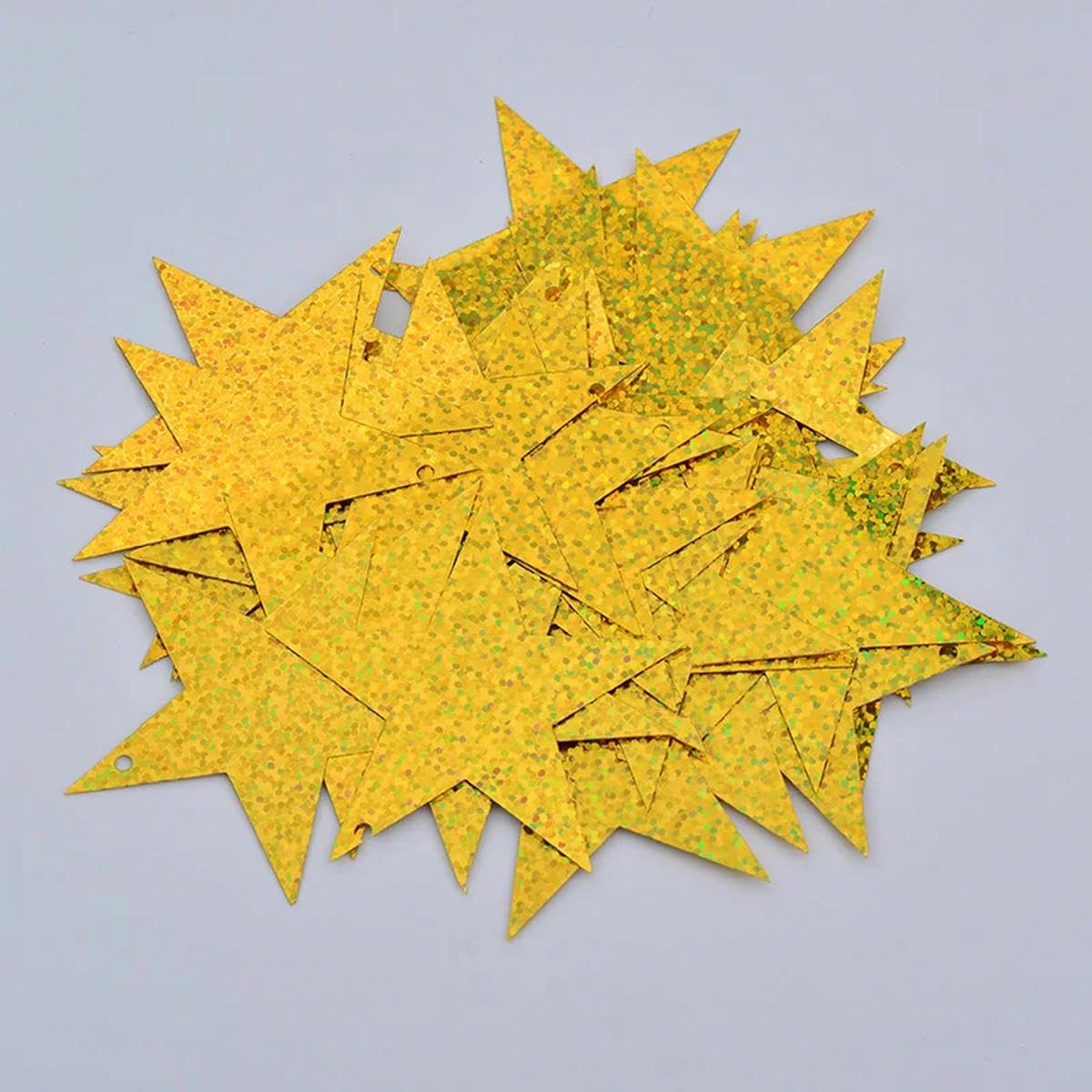 Pailletten für Aufnähen, 60 mm, silber-goldfarben, große Sterne, flach for Nähen for Kleidung, Weihnachtsdekoration, Basteln, 100 g(Gold)