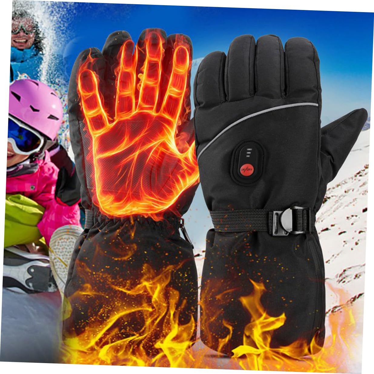 Mikinona Guantes de Esquí Calefactables para Hombre Guantes Térmicos Eléctricos Recargables Diseño de Dedos Separados Color Negro para Deportes al Aire Libre y Invierno Control