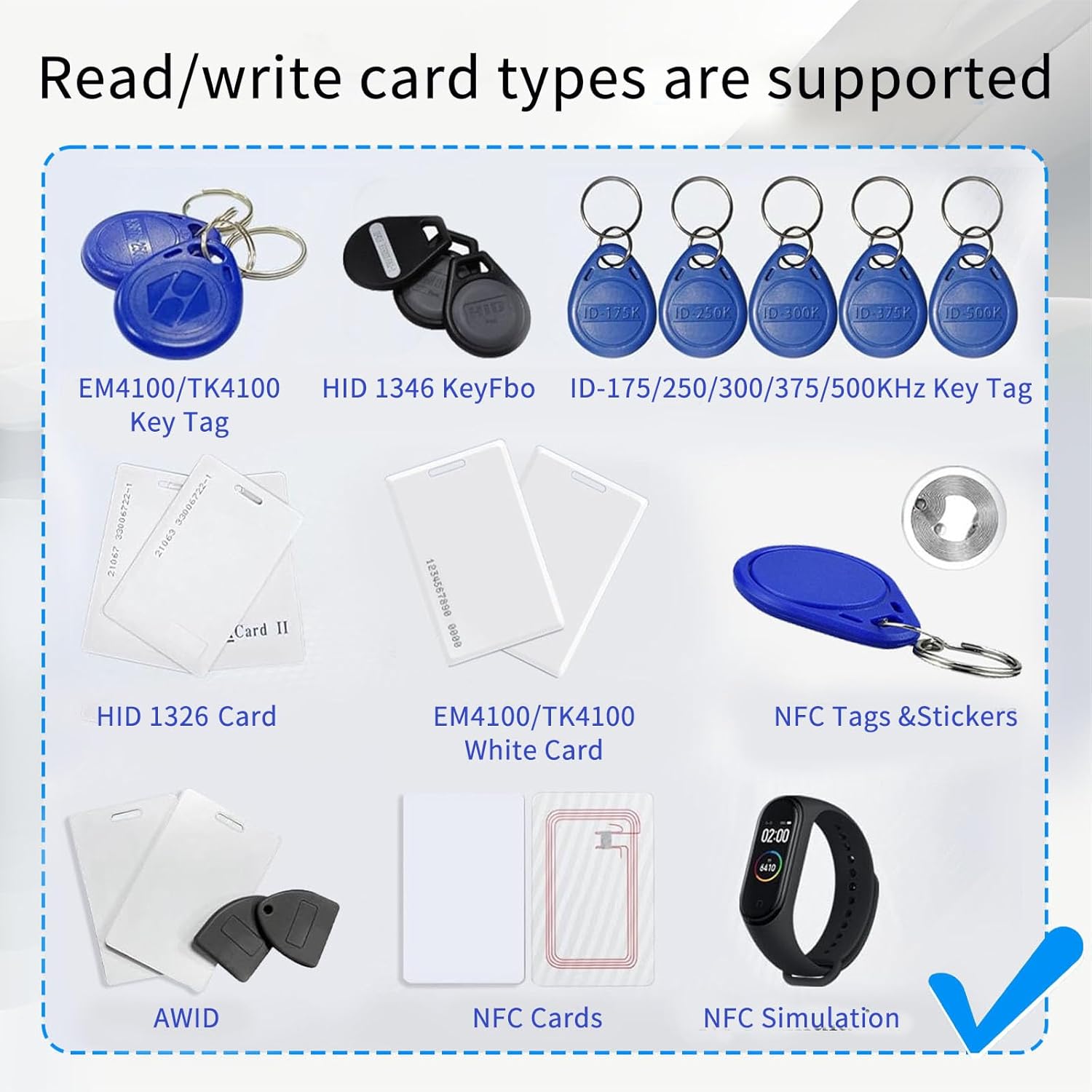RFID Reader Writer (Full Function RFID Emulator RFID Writer Copier Smart Card Duplicator Multiple ID IC Cards Replacement Convenient RFID Key Fob Solution for Access Control Systems)