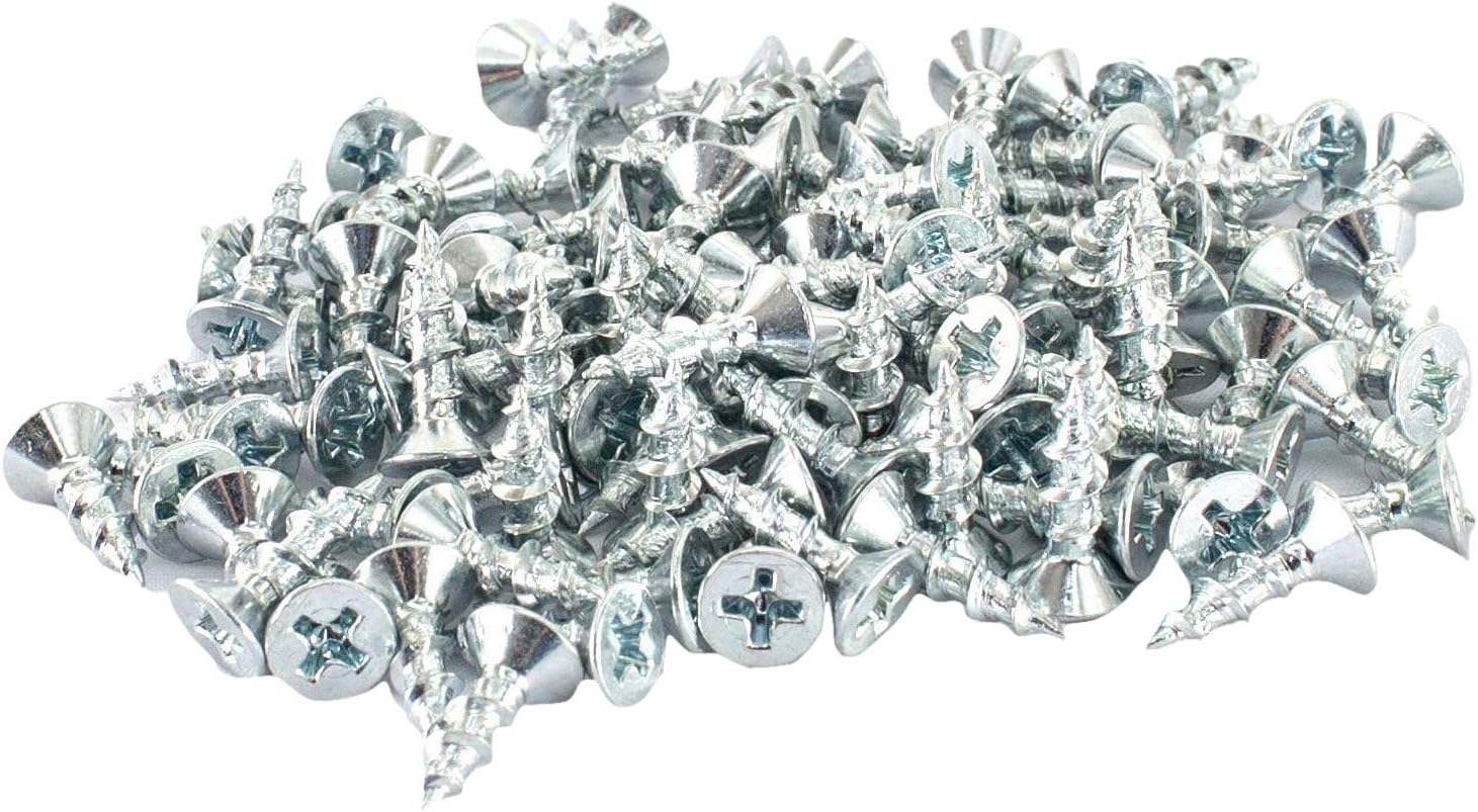 POWERTEC Wood QWS1003 Phillips Flat Head #6 x 1/2” Deep Thread Nickel (Zinc Plated Design) Woodworking Screw, 100 PK