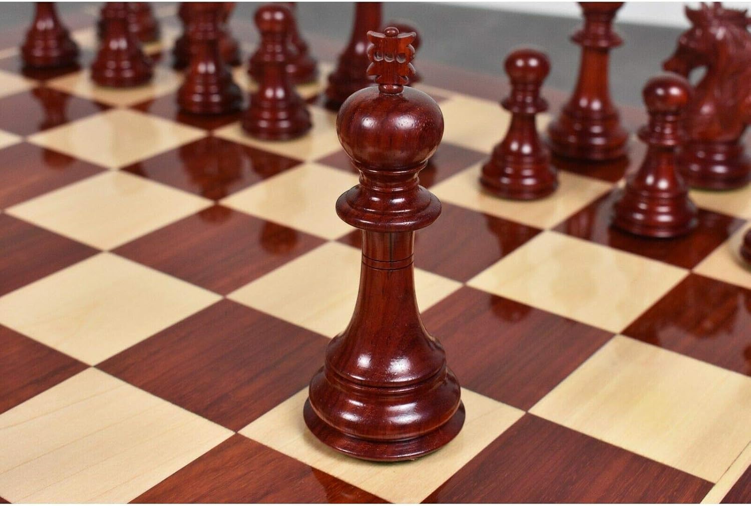 Royal Chess Mall - 4.6" Prestige Luxury Staunton Chess Pieces Only Set -Bud Rosewood- Triple Weighted