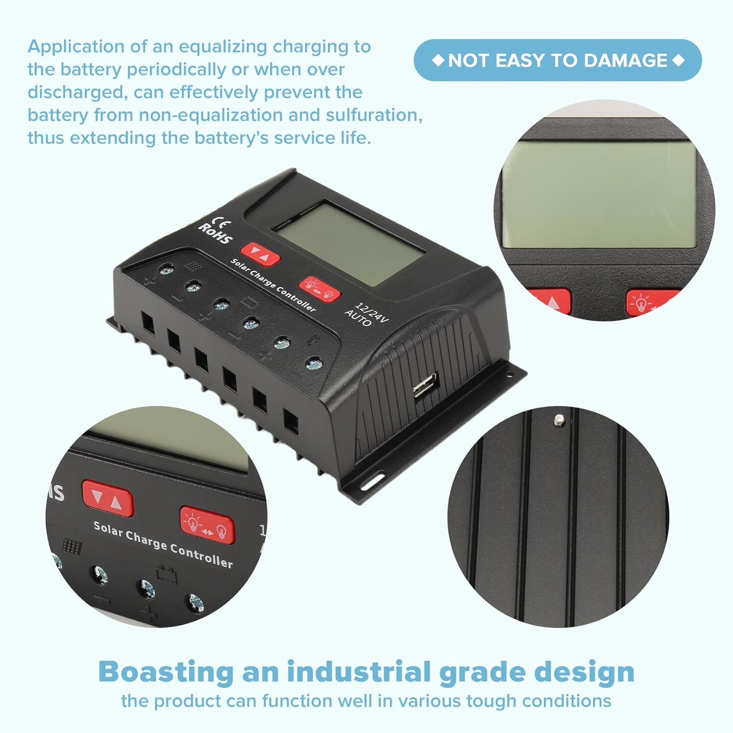 ソーラーコントローラー MPPT ハイブリッド ソーラー 風力 充電コントローラー 12V 24V 48V PV 風力タービン WI  ソーラーコントローラー 風力タービンソーラーパネル風力太陽光ハイブリッドシステムMPPT充電コントローラーダンプロード付き12V 2 ソーラーチャージ  ... 太陽光発電レギュレーター 55V PV入力 30A ソーラーパネル バッテリーチャージャーコントローラー 密閉型、酸/ゲル/リチウム