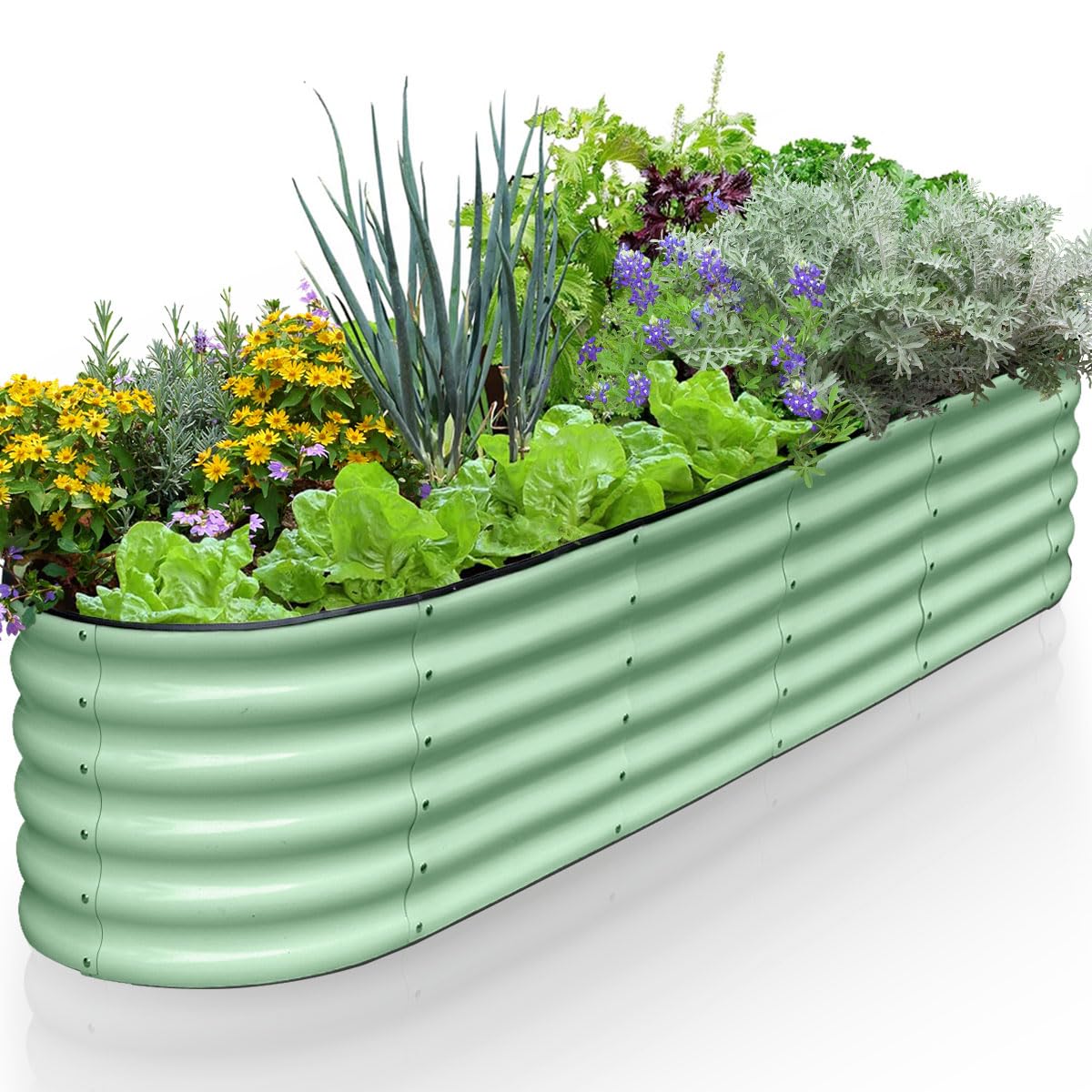Wurzberge Raised Garden Bed-Green-240 * 60 * 60cm, 60cm Tall Galvanized Outdoor Metal Raised Bed for Growing Vegetables, Flowers, and Herbs, Large Raised Planter Box for Free Assembly with Ease