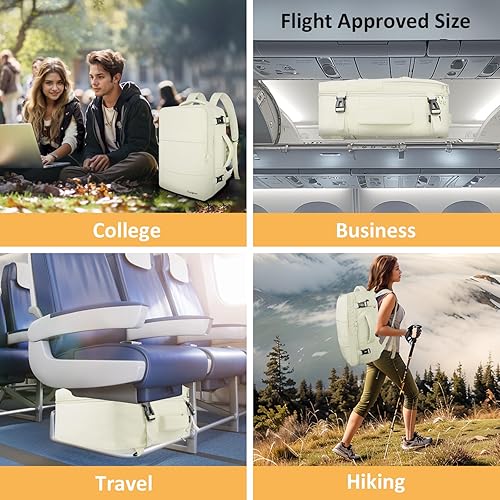 Vista 159 de Taygeer Mochila de mano para mujer, mochila de viaje de 35 litros para mujer, aprobada por aerolíneas, bonita bolsa de viaje para artículos Azul